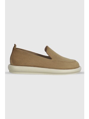 Perla Nude Süet Düz Taban Kadın Loafer