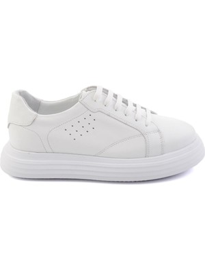 Bambi Beyaz Baskılı Hakiki Deri Erkek Sneaker E01811256003