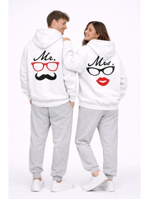 Nevermind Sevgili Kombini Komik Surat Baskılı Siyah Oversize Hoodie Seti Kadın Erkek