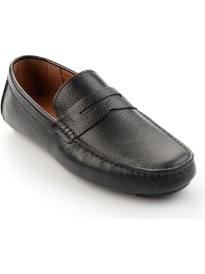 Bambi Siyah Hakiki Deri Erkek Loafer Ayakkabı E01547009740