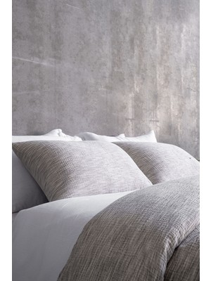 Barine Fog Özel Boyamalı Pamuk Müslin 2'li Yastık Kılıfı Gri