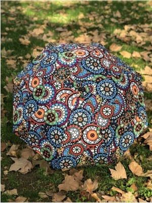 Normadia Renkli Etnik Desenli Kadın Rüzgârda Dayanıklı Şemsiye