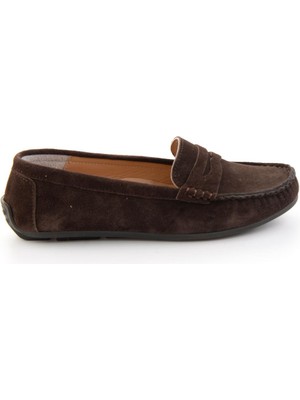 Bambi Kahve Hakiki Deri Kadın Loafer Ayakkabı K01045035702