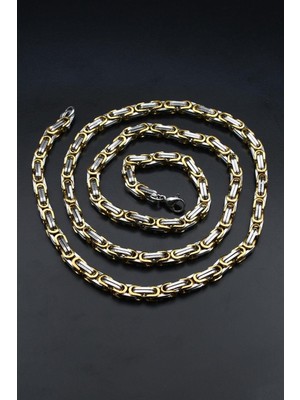 Prestige Paslanmaz Çelik Kral Model Kolye Zincir Çift Renk 4mm 902596