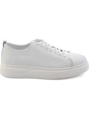 Bambi Beyaz Hakiki Deri Erkek Sneaker E01593202503