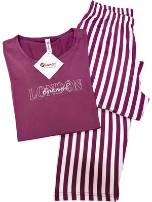 Pijamoni Çizgili Kısa Kollu Pijama Takımı