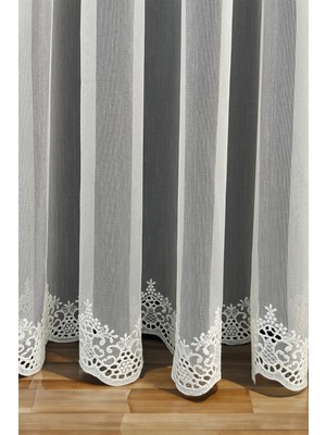 Cortibo Kahire Etek Desenli 1'e 2,5 Orta Pileli Tül Perde