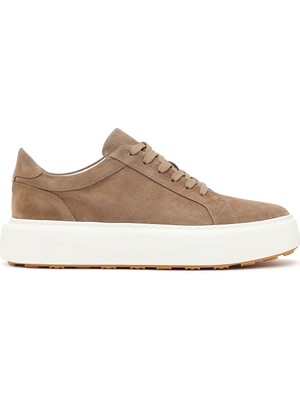 Derimod Erkek Bej Bağcıklı Kalın Tabanlı Süet Deri Sneaker 26SFD611810
