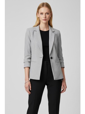 Rays 4594A Çizgili Klasik Yaka Ceket Açık Gri