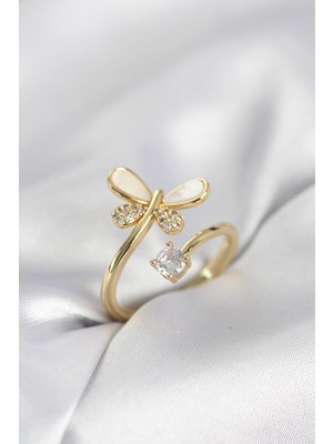 DS LLC Gold Renk Yusufçuk Model Zirkon Taşlı Kadın Yüzük - TJ-BYK4044 Iegtgrs-34