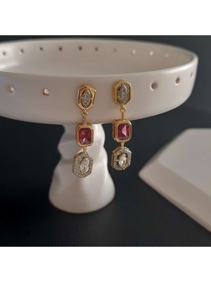 Betül Çekiç Vip Özel Seri Taşlı Sallantılı Abiye Kadın Küpe