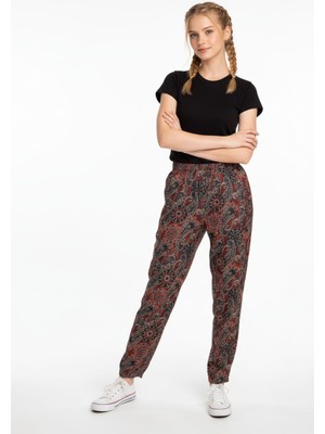 Kadın Bol Paça Beli Lastikli Özel Dikim Renkli Pantolon