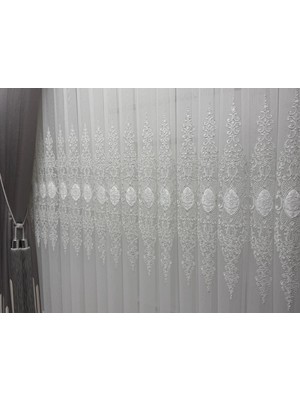 Nivemes Home Nivemeshome Belya Aplik4 Gümüş  1/3 Pileli Bambu Tül Perde