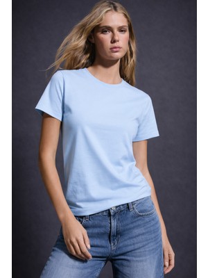 Hakke Kadın Rahat  Basic Interlok Tshirt