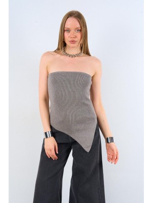 Queene Dreams Yanı Uzun Atlet - Orta Gri