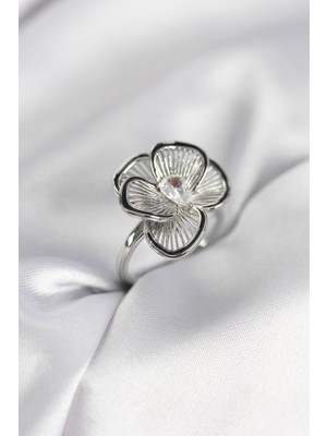İlkyaz Fashion Gümüş Renk Çiçek Model Vintage Kadın Yüzük ILKYAZB-RSBJTR34