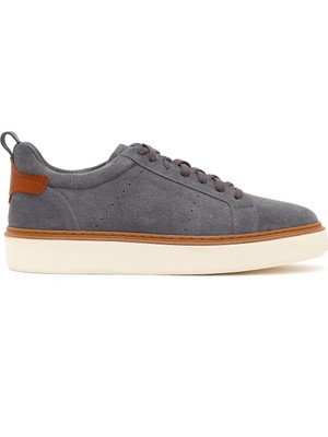 Derimod Erkek Gri Bağcıklı Kalın Tabanlı Süet Deri Sneaker 26SFD750610