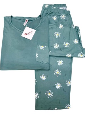 Pijamoni Papatya Detaylı Kısa Kollu Pijama Takımı