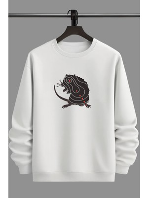 Arkkad Unisex Baskılı Sweatshırt 3 Iplik Oversize Bisiklet Yaka