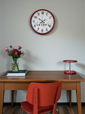 Tedaks 36 cm Kırmızı Çocuk Odası Duvar Saati