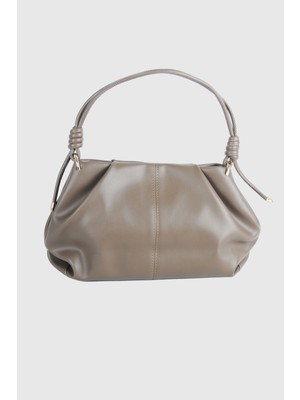 Wex Koyu Bej Mat Çıtçıtlı Kadın El ve Omuz Çantası