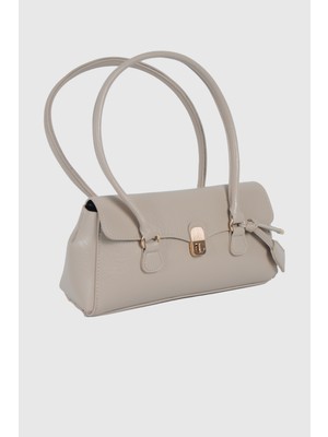 Cindy Koyu Bej Mat Kilitli Kadın Omuz ve El Çantası