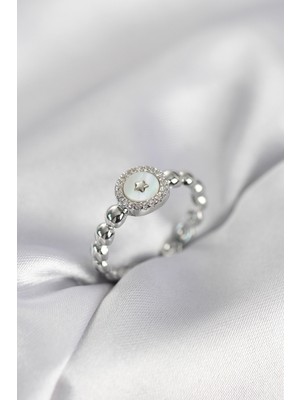 İlk El Grup Gümüş Renk Sedefli Yıldız Model Zirkon Taşlı Kadın Yüzük - TJ-BYK4008 Iegtgrs-34