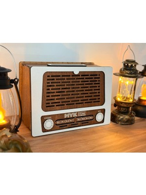 MYK Hediye ve Sanat Atölyesi Nostaljik Radyo Görünümlü Ahşap Kumbara Dekoratif & Fonksiyonel Tasarım