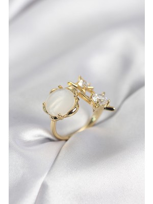 Nuveden Gold Renk Kutup Yıldızı Model Kadın Yüzük - TJ-BYK4009 DIE-RSTG34