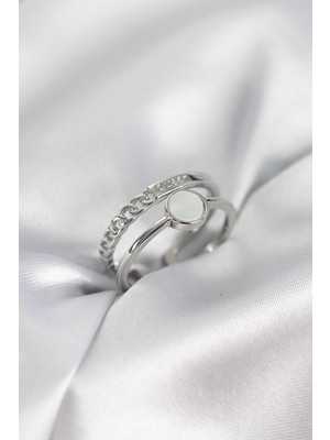 Skygo Minimal Queen Yazılı Gümüş Renk Pirinç Kadın Yüzük - TJ-BYK4090