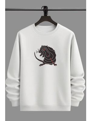 Arkkad Unisex Baskılı Sweatshırt 3 Iplik Oversize Bisiklet Yaka