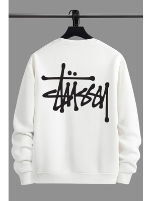 Arkkad Unisex Baskılı Sweatshırt 3 Iplik Oversize Bisiklet Yaka