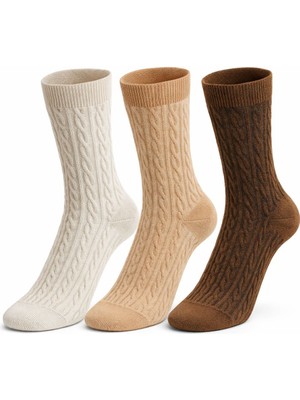 Sky Socks 3'lü Bambu Kabartma Desenli Kalın Kışlık Soket Çorap