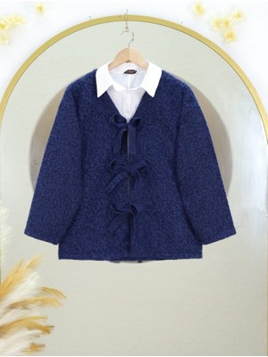 Queene Dreams Önü Bağlamalı Kırçıllı Kaşe Ceket -Laci