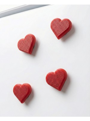 Lubiko Studio 4'lü Set Kalp Figürlü Dekoratif Buzdolabı Magneti -Modern Kırmızı Tasarım Mutfak Aksesuarı/ Hediyelik (3X3CM)