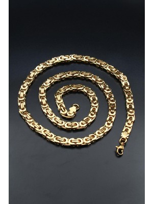 Prestige Paslanmaz Çelik Euro Kral Model Kolye Zincir Altın Kaplama 6mm 902595