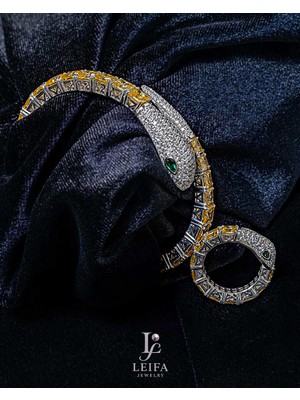 Leifa Jewelry Lamia Yılan Özel Koleksiyonu Altın Kaplama Gümüş Set – Swarovski Detaylı