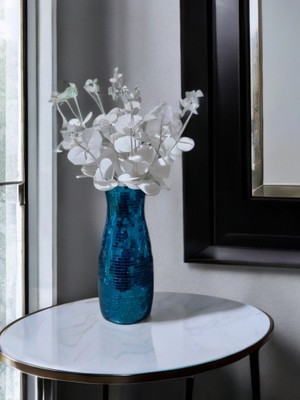 Işıltı Home Desıgn Aynalı Cam Vazo Uzun  Boy Mavi Renk