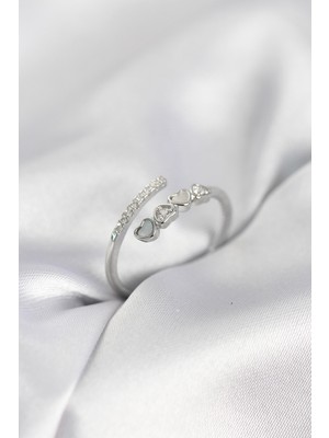 DS LLC Gümüş Renk Zirkon Taşlı Minimal Kalp Model Kadın Yüzük - TJ-BYK4041 Iegtgrs-34