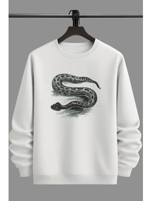 Arkkad Unisex Baskılı Sweatshırt 3 Iplik Oversize Bisiklet Yaka