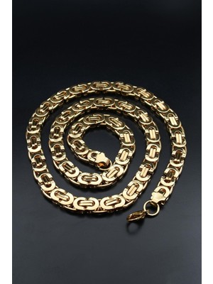 Prestige Paslanmaz Çelik Euro Kral Model Kolye Zincir Altın Kaplama 8mm 902593