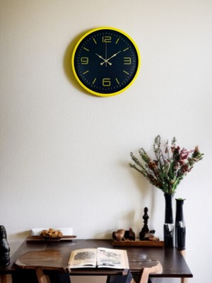 Tedaks 36 cm Sarı Dekoratif Duvar Saati