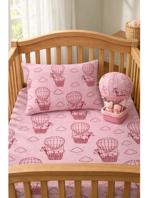 Ozz Baby Park Beşik %100 Pamuk Bebek Lastikli Çarşaf (70X120X16CM)1 Adet  Fermuarlı Yastık Kılıfı & 1 Adet Beyaz Iç Astar , Yastık Astarı (35X45)