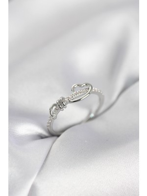 Twin Store Sarmal Kalp Model Zirkon Taşlı Gümüş Renk Kadın Yüzük