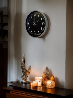 Tedaks 36 cm Gri Arapça Rakamlı Duvar Saati