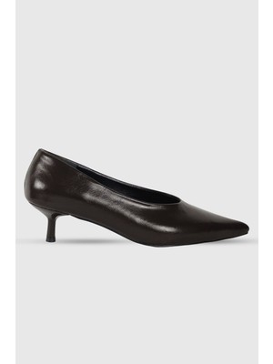 Clara Kahve Rustik Sivri Burun Kadın Stiletto