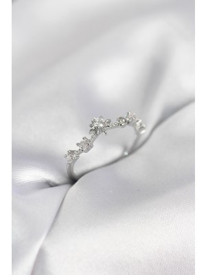 İlk El Grup Gümüş Renk Gece Temalı Zirkon Taşlı Kadın Yüzük - TJ-BYK4110 Iegtgrs-34