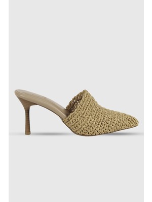 Berry Nude Örgü Kadın Ince Topuklu Terlik