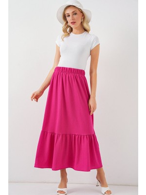 Queene Dreams 1886 Uzun Örme Etek - Koyu Pembe