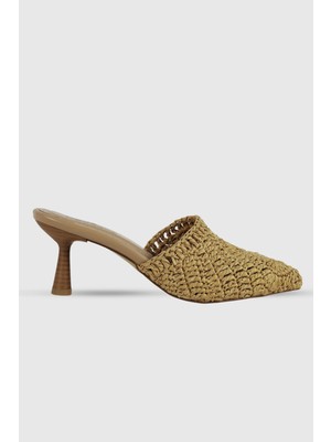 Holly Nude Desenli Örgü Detay Kadın Ince Topuklu Terlik